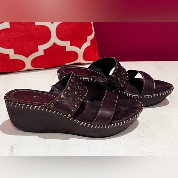 Arturo Chiang Dark Brown Studded Sandals - Picture 3 of 8